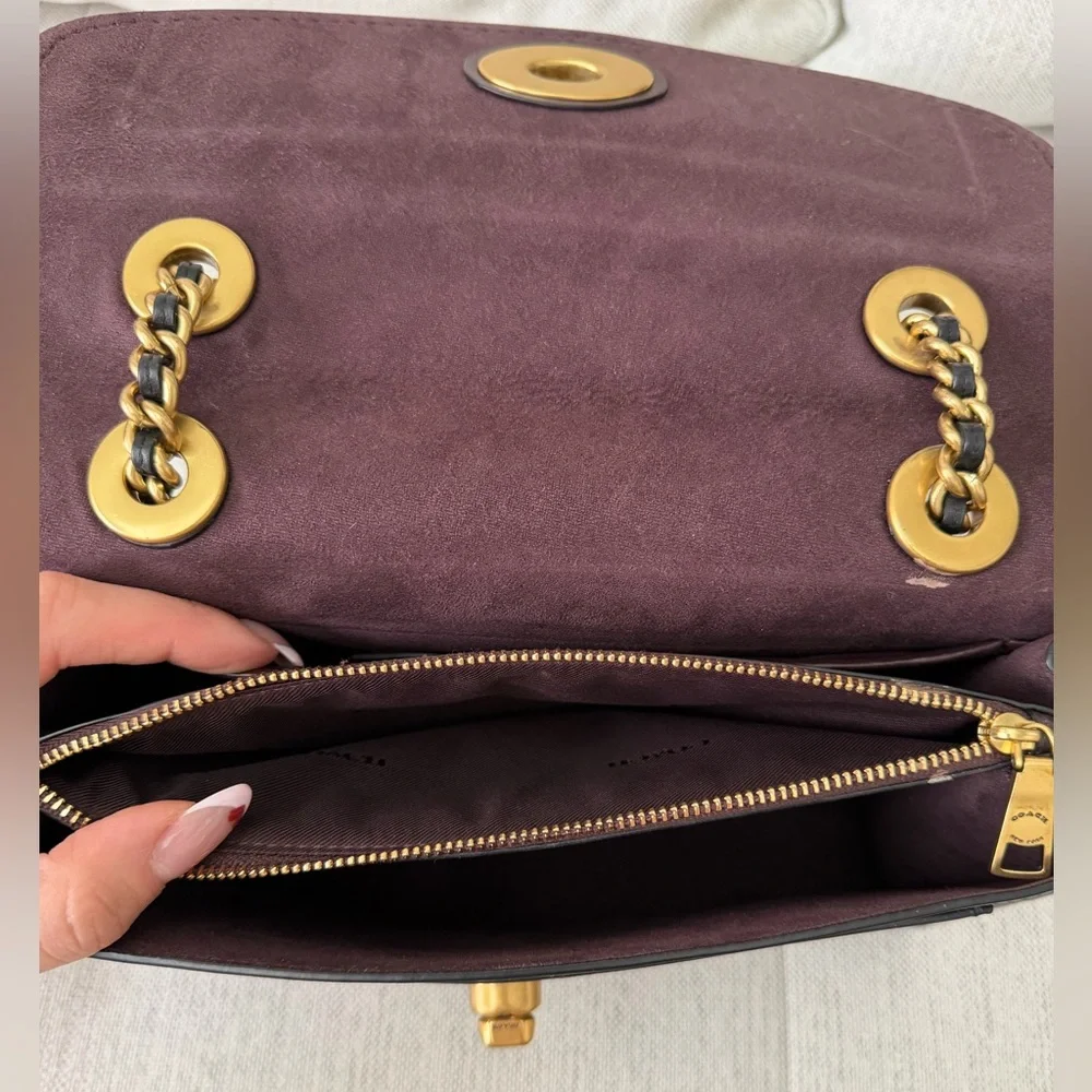 Coach Leather Flap Shoulder Bag with Adjustable Chain Strap - Picture 8 of 11